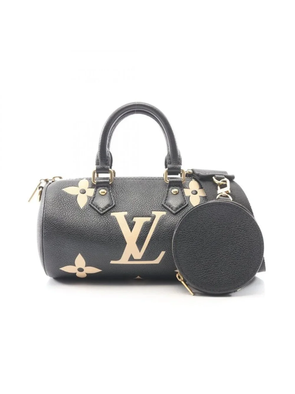 Louis Vuitton Handbag Papillon BB 2-Way Black Beige Leather
